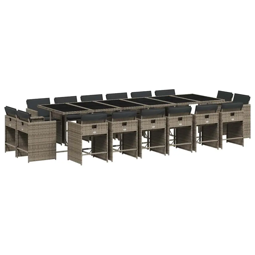 17 Piece Grey Poly Rattan Outdoor Dining Set