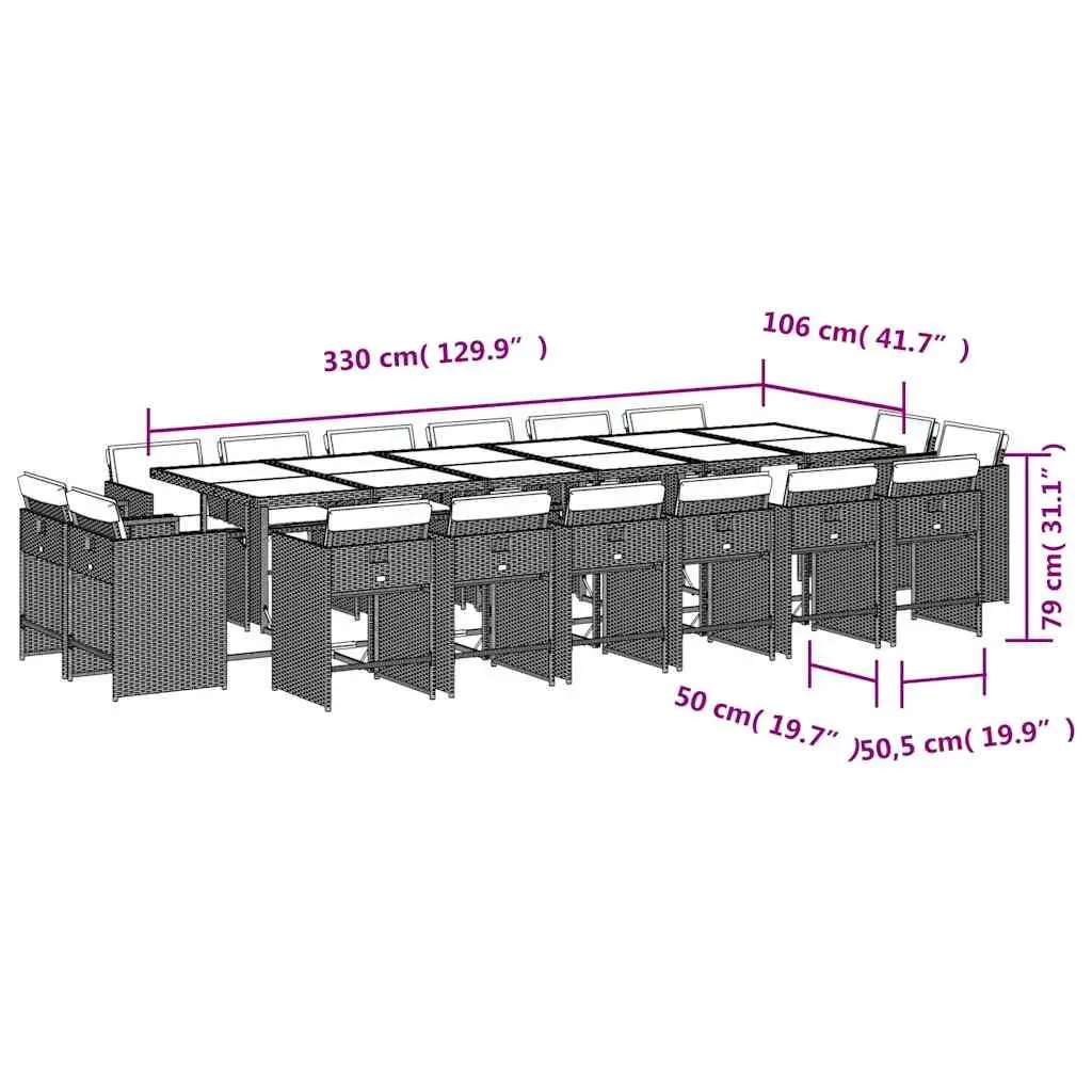 17 Piece Grey Poly Rattan Outdoor Dining Set