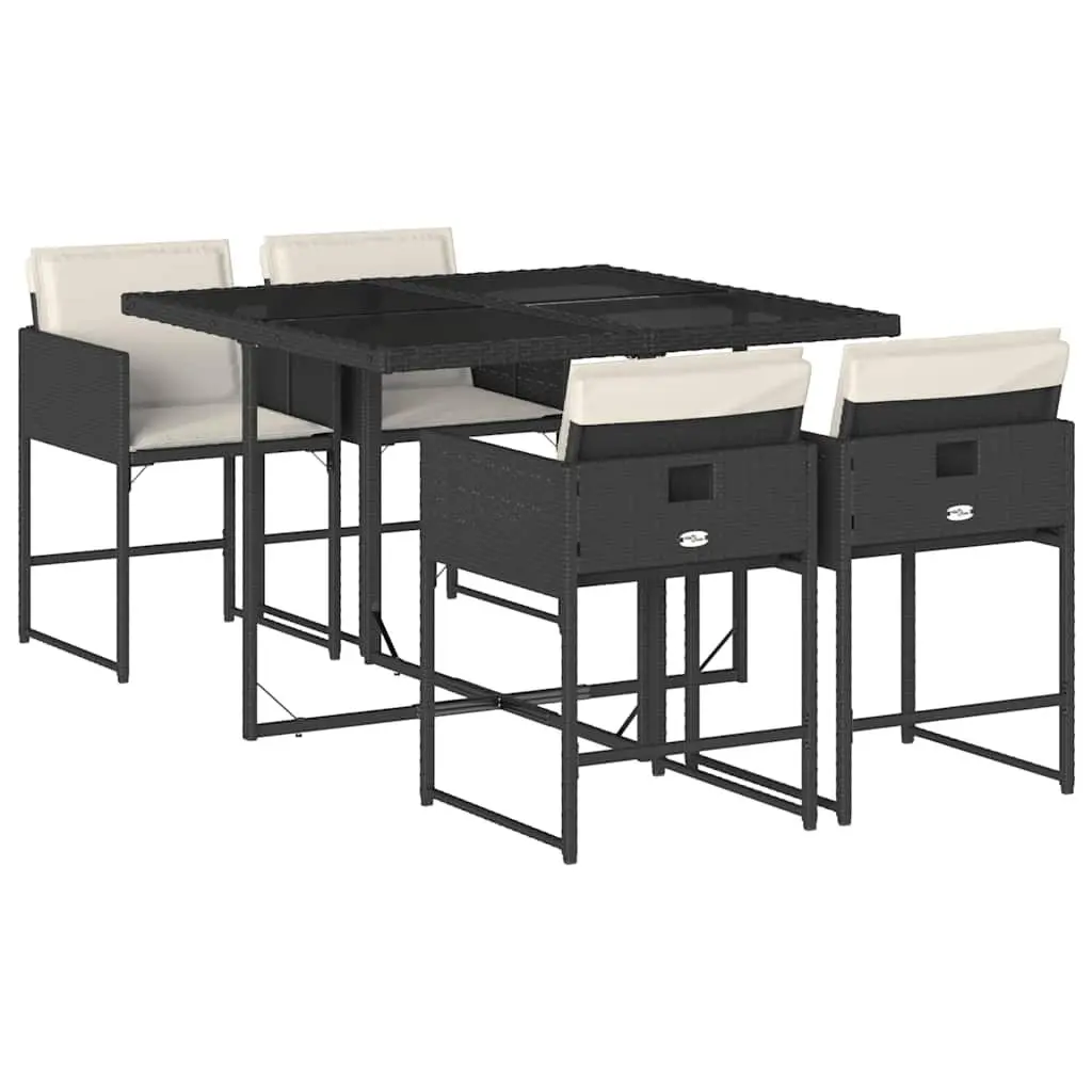5 Piece Black Poly Rattan Outdoor Dining Set