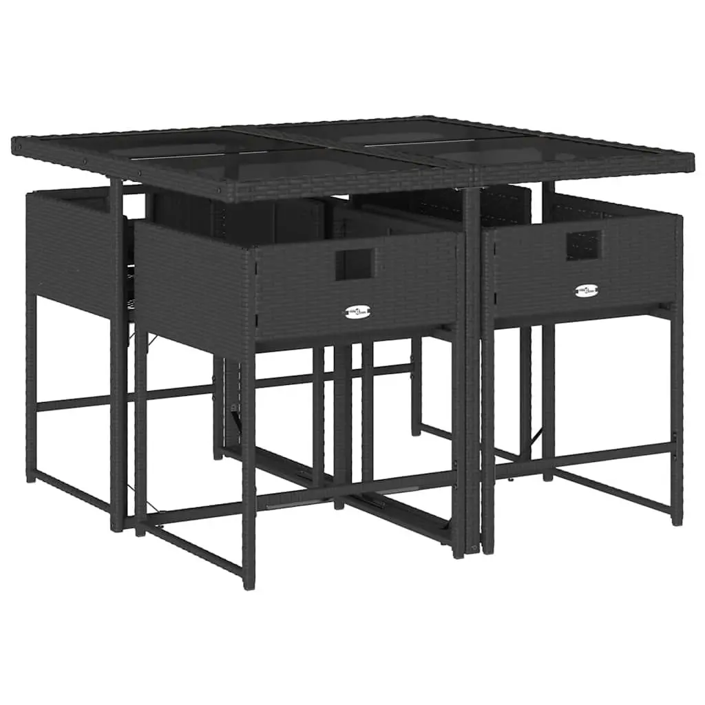 5 Piece Black Poly Rattan Outdoor Dining Set