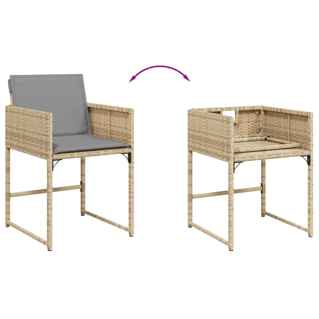 5 Piece Garden Dining Set with Beige Cushions