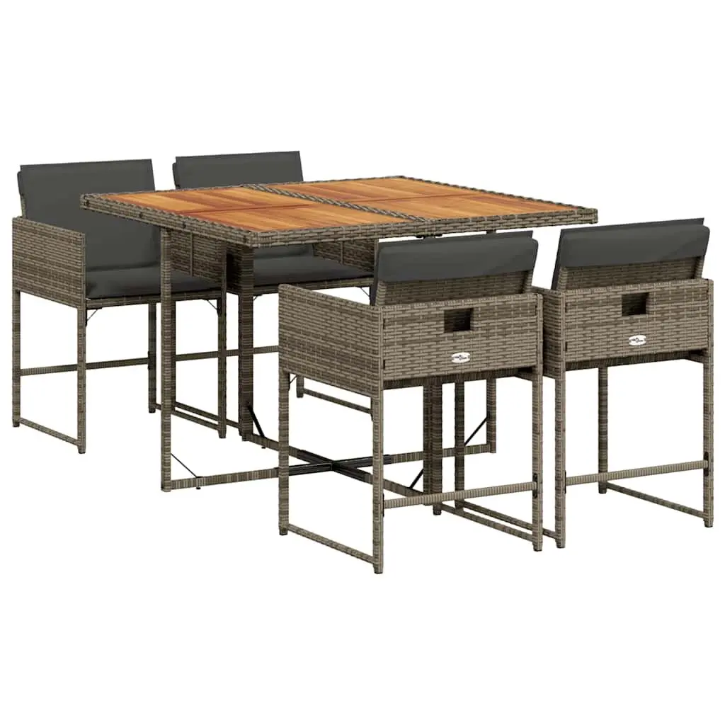 5 Piece Grey Rattan Outdoor Dining Set