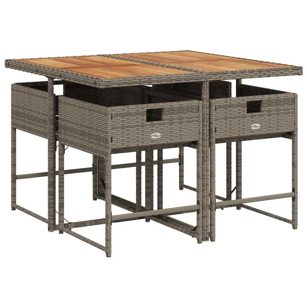 5 Piece Grey Rattan Outdoor Dining Set
