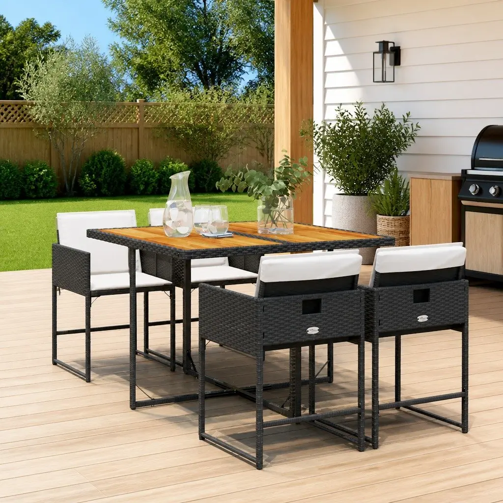 5 Piece Garden Dining Set with Cushioned Chairs