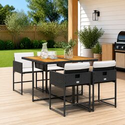 Durable 5 Piece Garden Dining Set with Cushioned Chairs