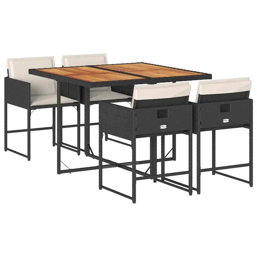 5 Piece Garden Dining Set with Cushioned Chairs