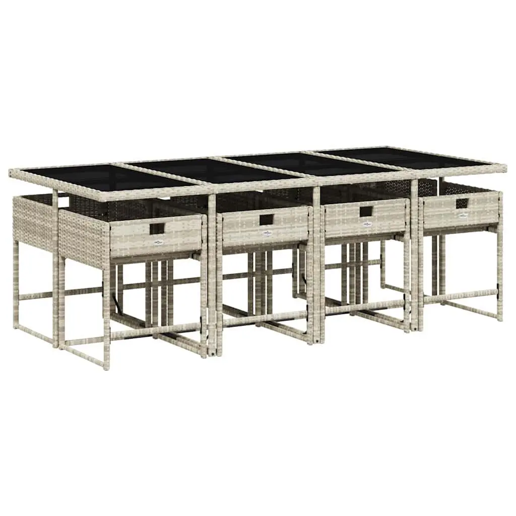 9 Piece Garden Dining Set with Cushions Grey