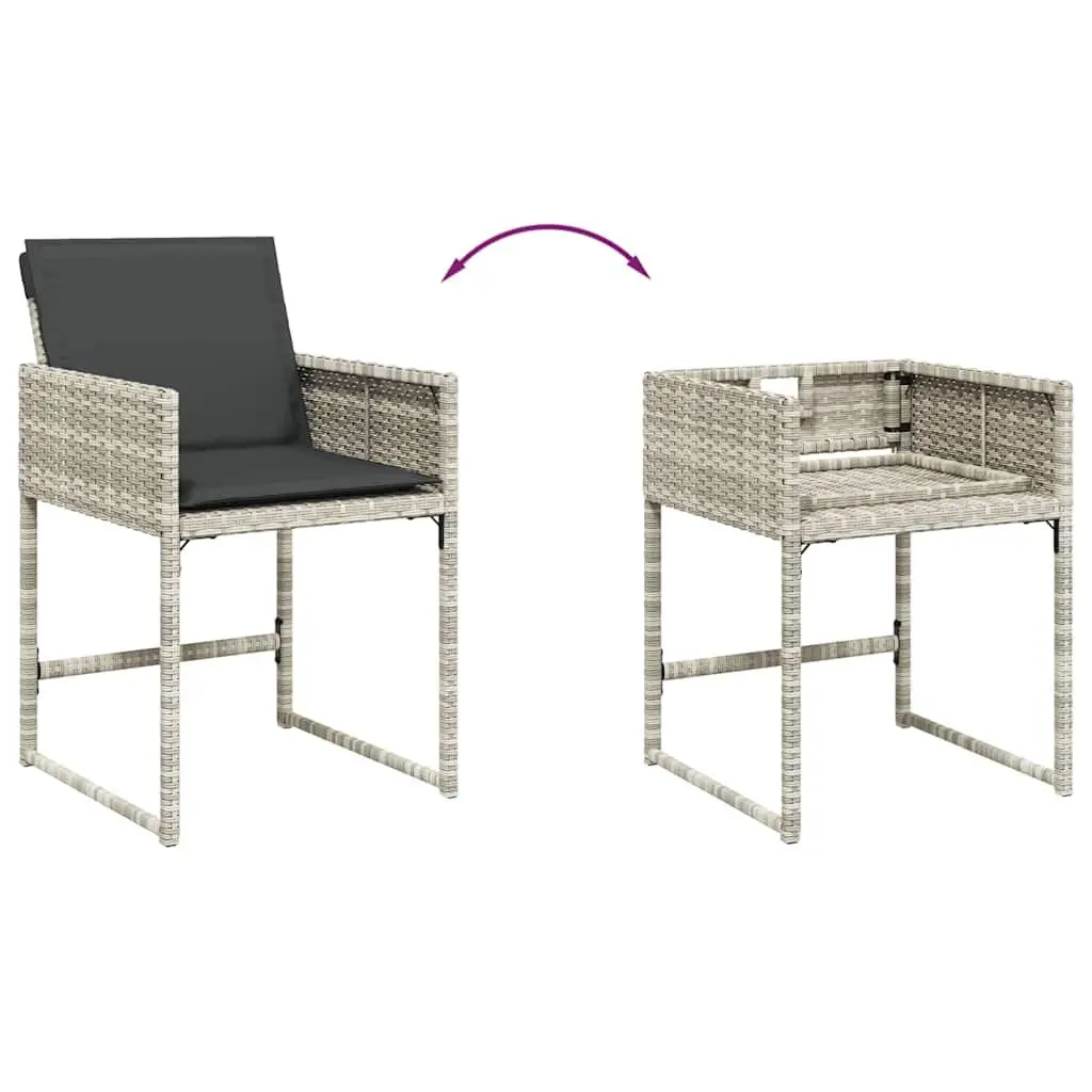 9 Piece Garden Dining Set with Cushions Grey