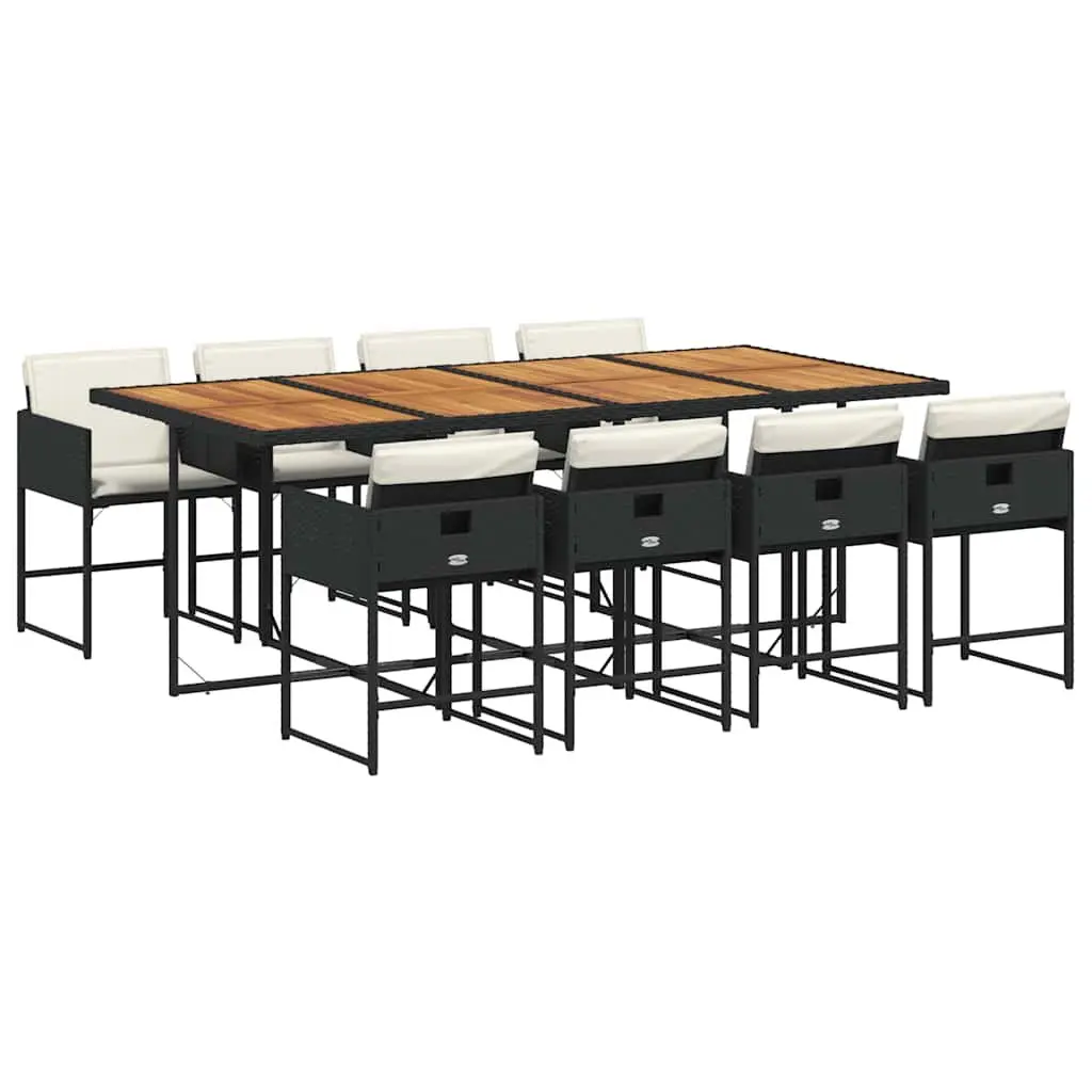 9 Piece Black Rattan Outdoor Dining Set