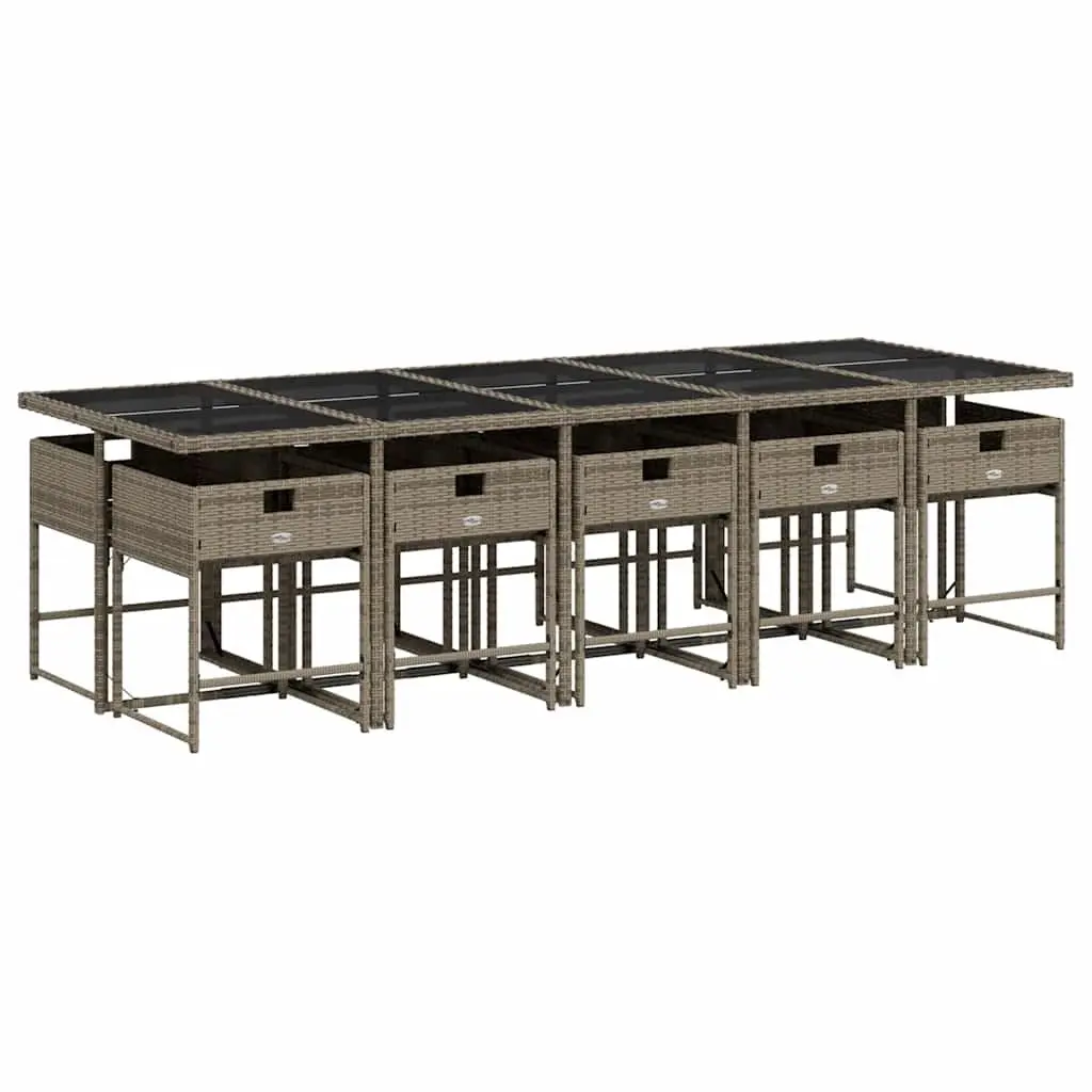 Grey Poly Rattan 11 Piece Garden Dining Set
