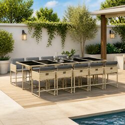Premium 11 Piece Outdoor Garden Dining Set with Rattan Chairs