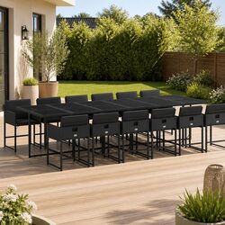 Black Poly Rattan Garden Dining Set - 13 Pieces
