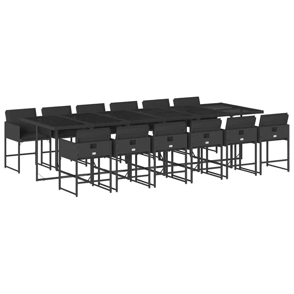 Garden Dining Set PE Rattan 13 Piece Outdoor Furniture Black