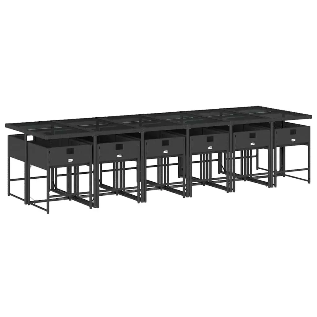 Garden Dining Set PE Rattan 13 Piece Outdoor Furniture Black