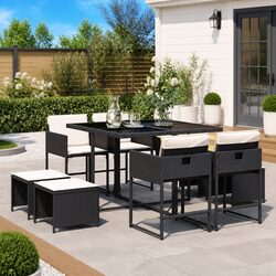 Durable 9 Piece Outdoor Dining Set with Cushions