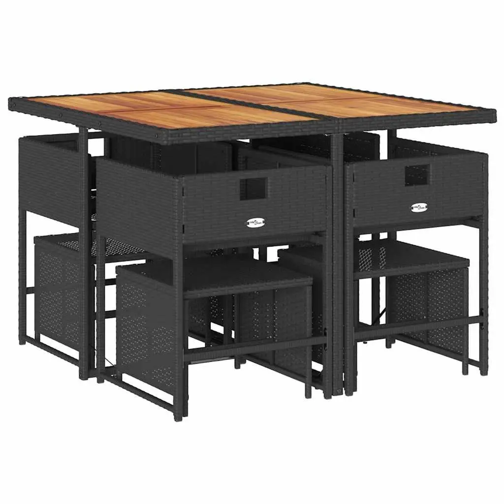 Black Poly Outdoor Dining Set with Cushions