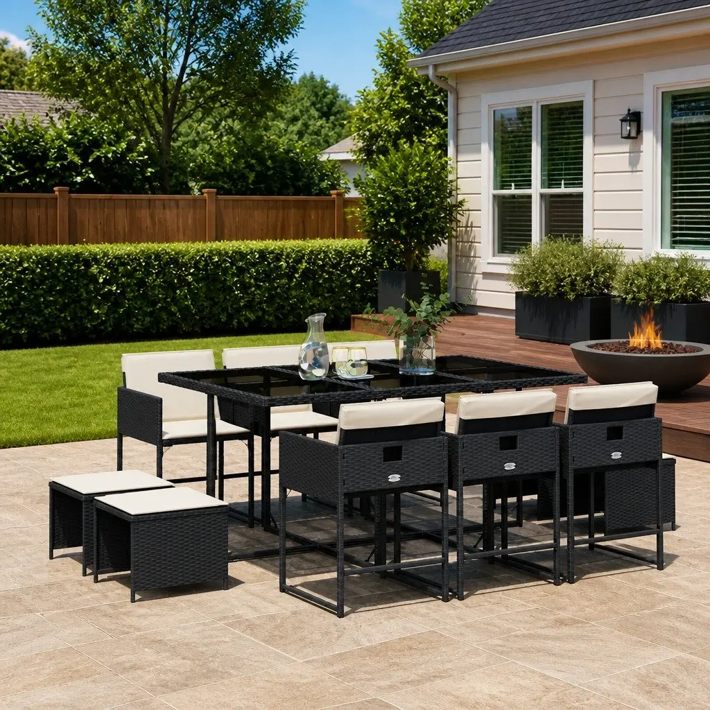 11 Piece Garden Dining Set for Outdoor Spaces