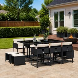 Sturdy 11 Piece Garden Dining Set for Outdoor Spaces