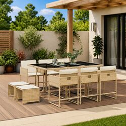 High-Quality 11 Piece Outdoor Dining Set with Cushions
