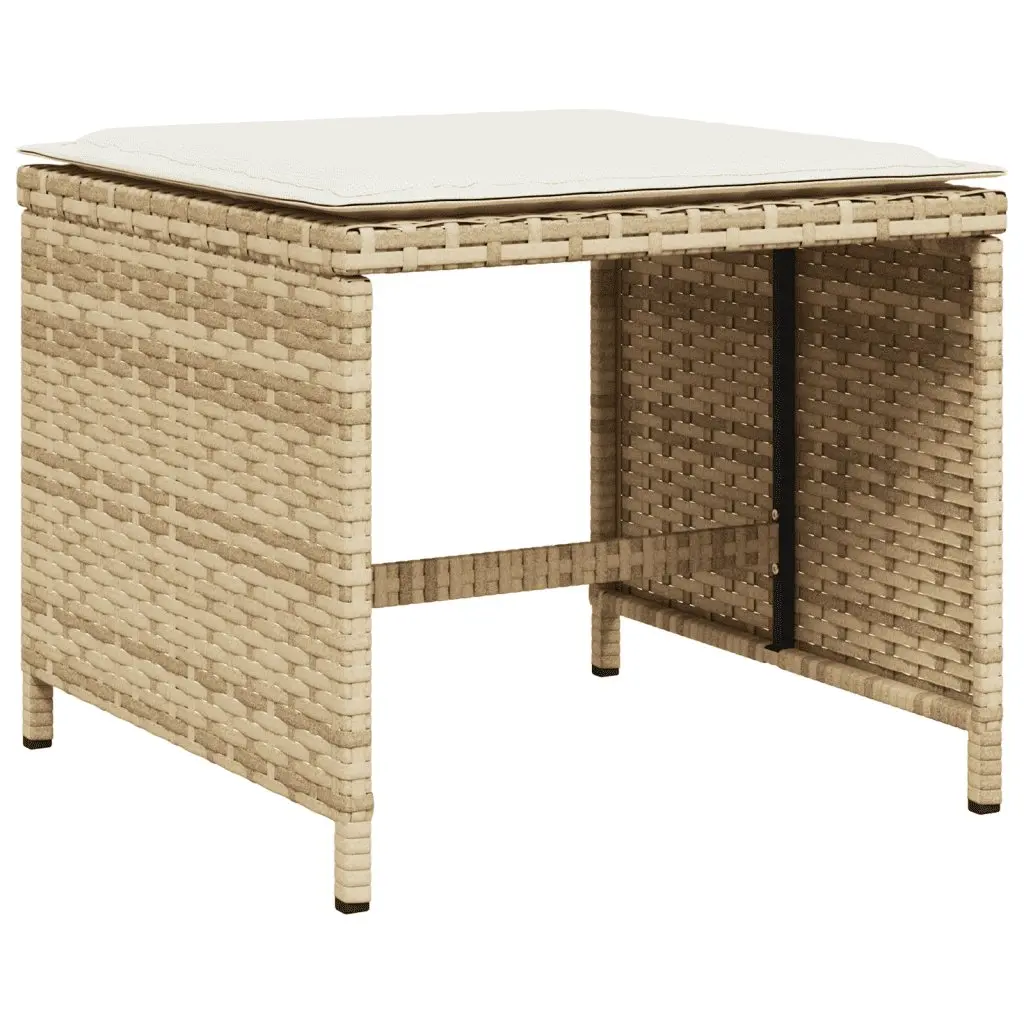 11 Piece Beige Garden Dining Set with Cushions