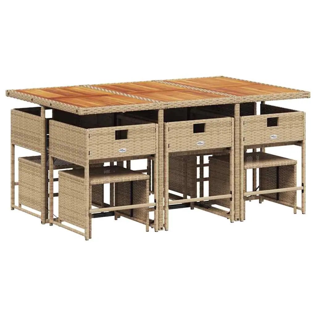 11 Piece Beige Garden Dining Set with Cushions