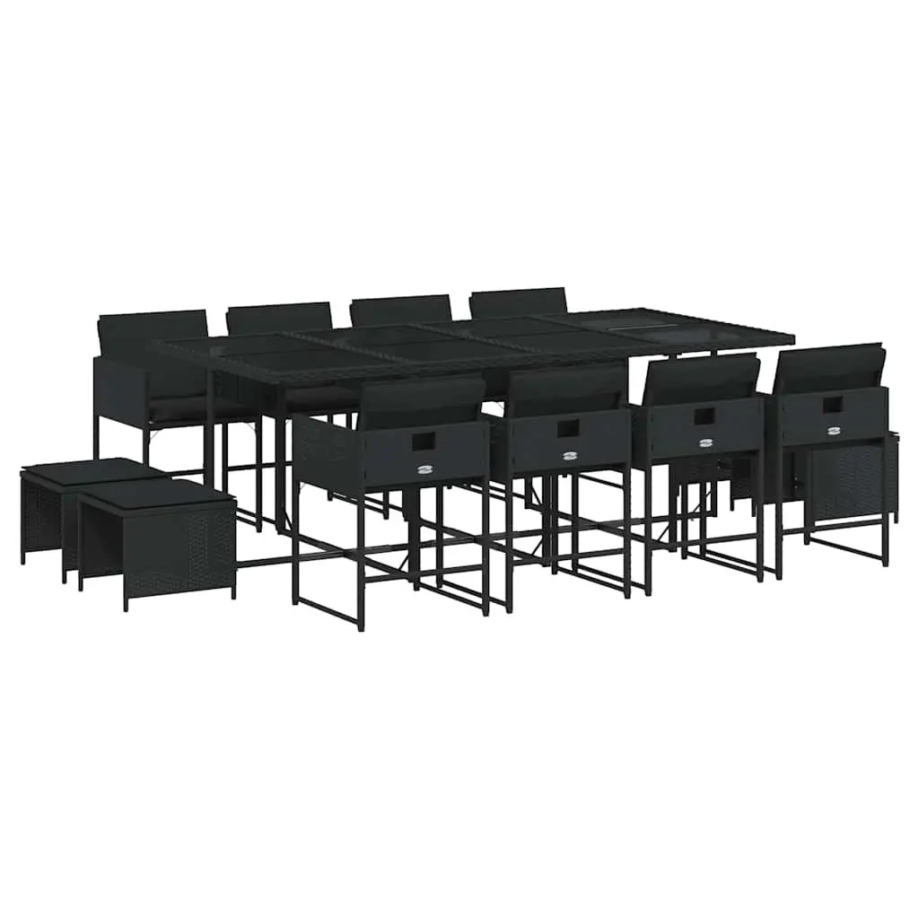 13 Piece Black Poly Rattan Outdoor Dining Set