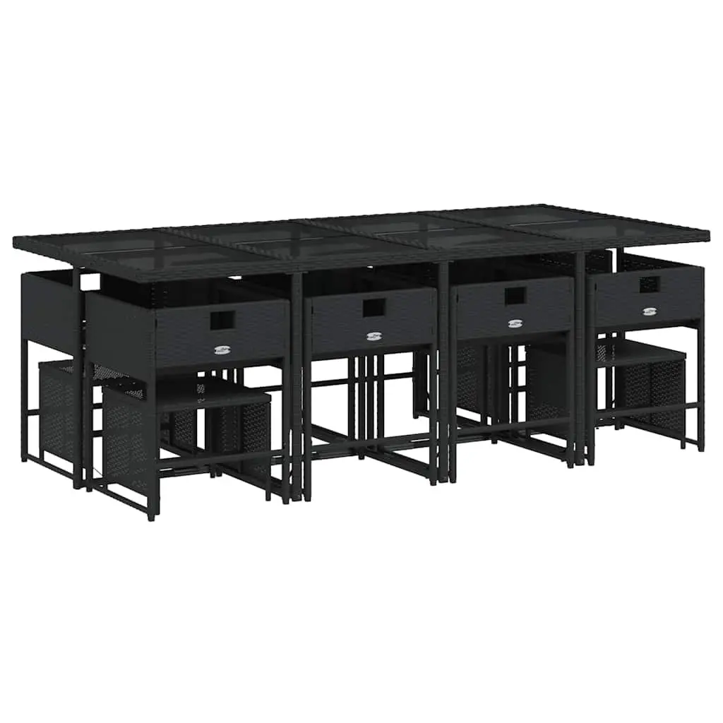 13 Piece Black Poly Rattan Outdoor Dining Set