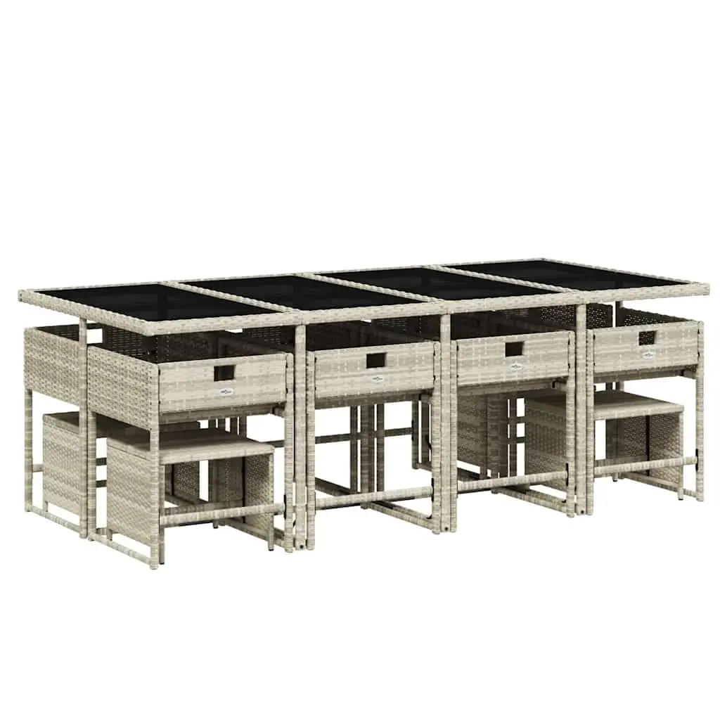 Garden Dining Set PE Rattan 13 Piece Outdoor Furniture Grey with Cushions