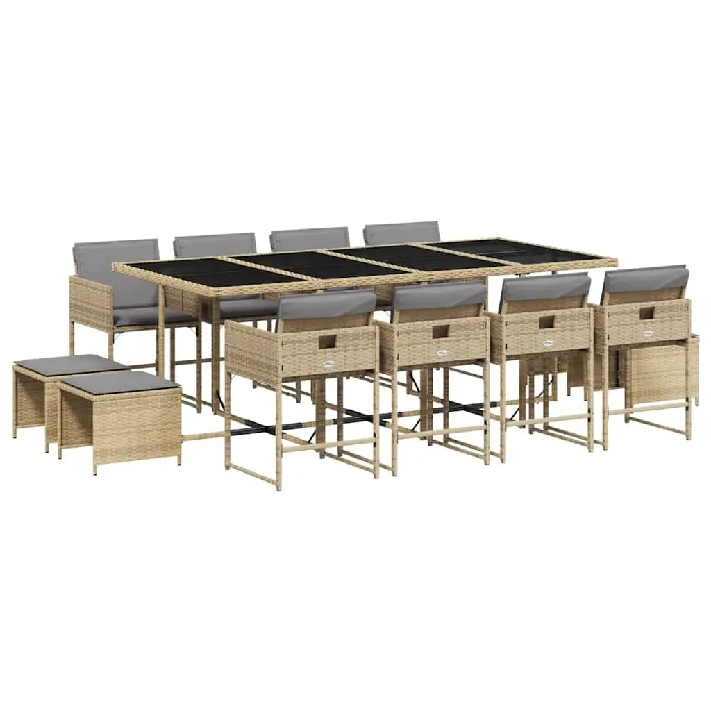 13 Piece Outdoor Dining Set with Poly Rattan