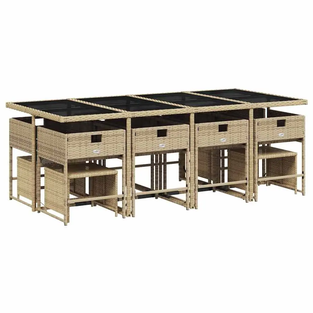 13 Piece Outdoor Dining Set with Poly Rattan