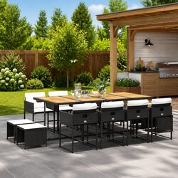 Sturdy Black Poly Rattan 13 Piece Garden Dining Set