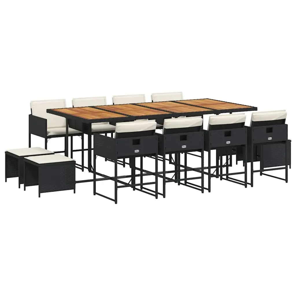 Black Poly Rattan 13 Piece Garden Dining Set