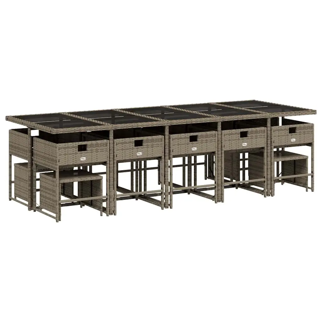 Grey Poly Rattan 15-Piece Outdoor Dining Set