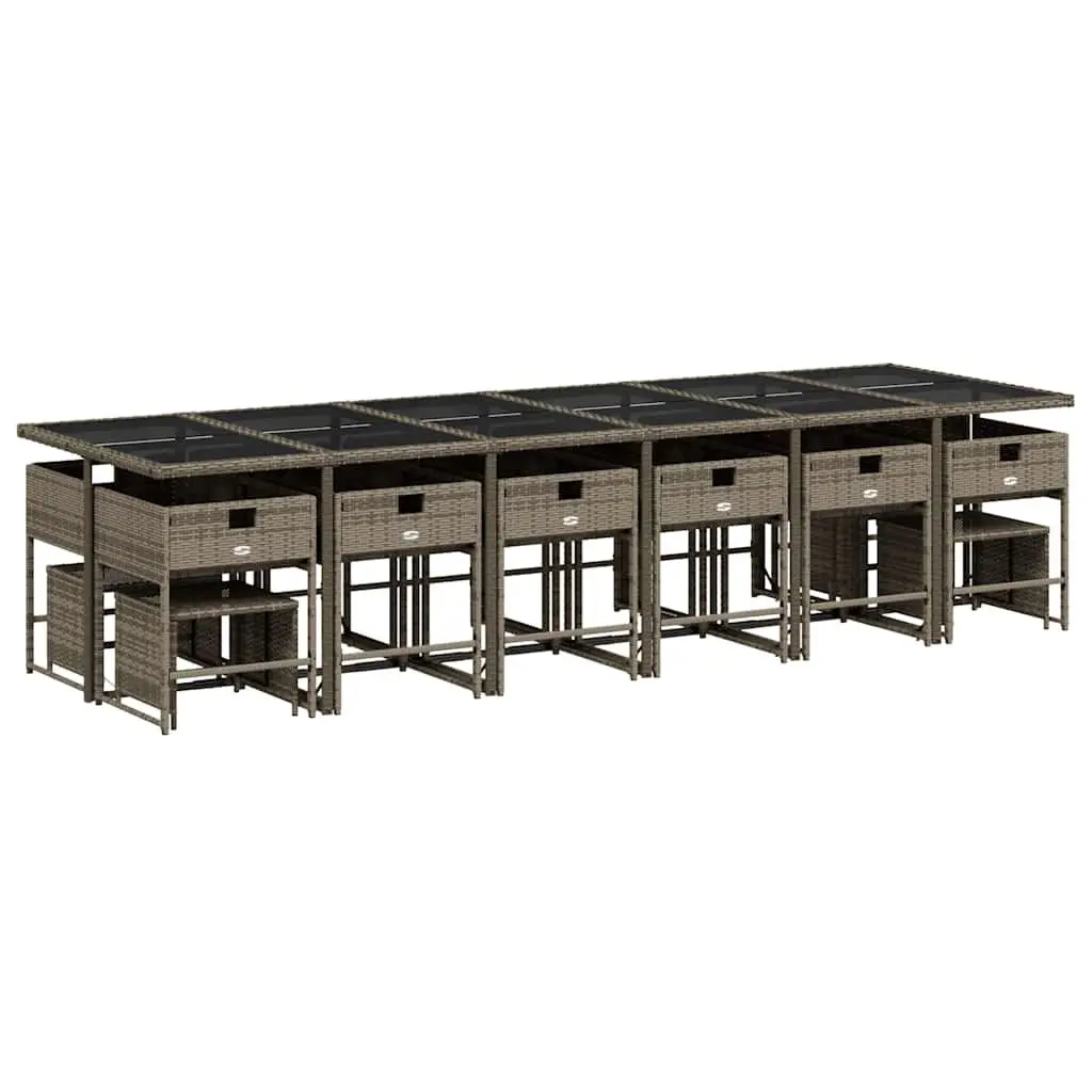 17-Piece Outdoor Grey Rattan Dining Set