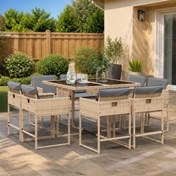Stylish 9-Piece Garden Dining Set with Cushions
