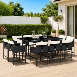 Premium Outdoor Dining Set 11 Pieces Black Rattan