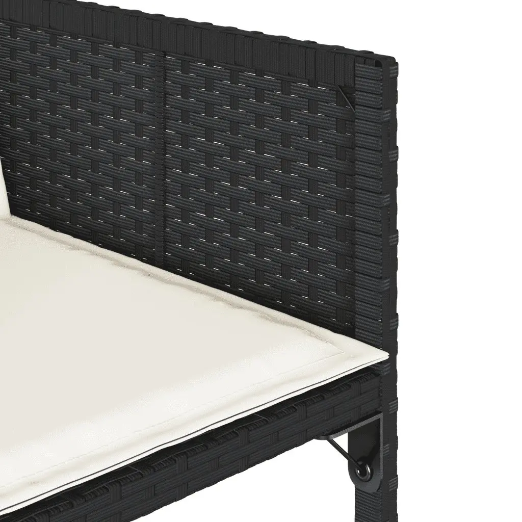 Outdoor Dining Set PE Rattan 11 Pieces Black Table Chairs Cushions