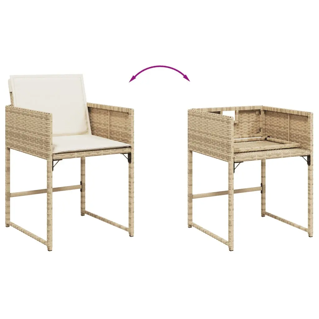 Garden Dining Set 11 Piece Poly Rattan Beige Outdoor Furniture Table Chairs
