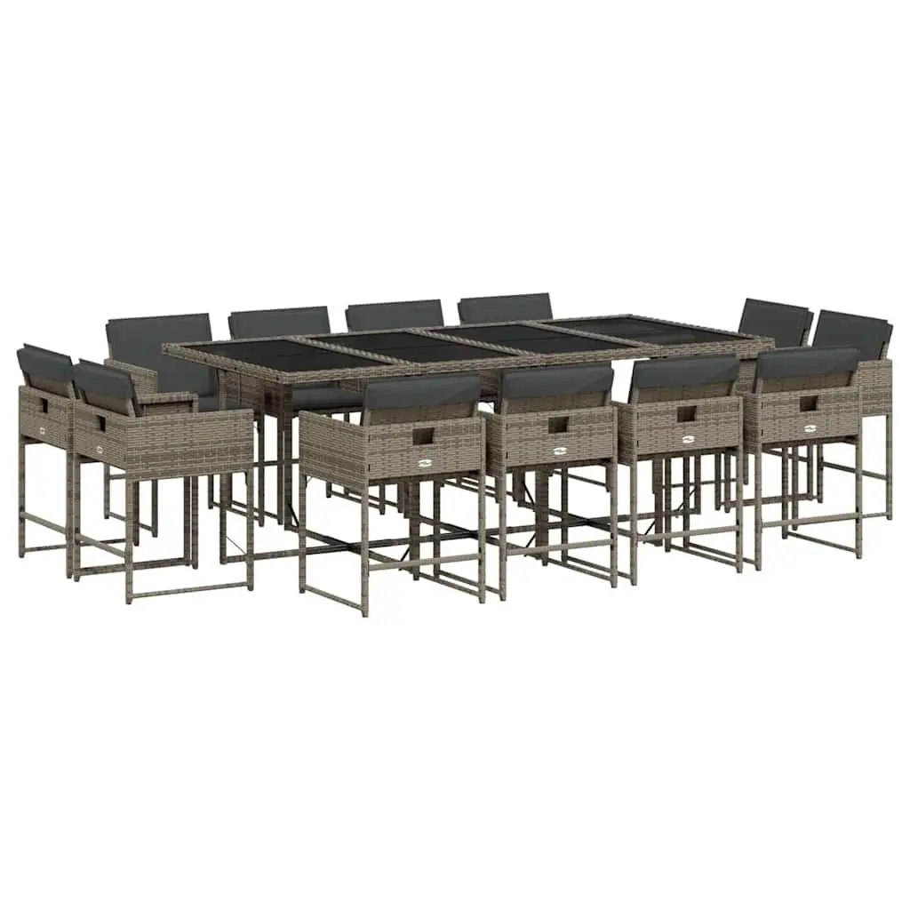 13 Piece Grey Poly Rattan Outdoor Dining Set