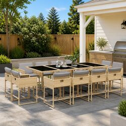 Durable 13-Piece Outdoor Garden Dining Set in Beige