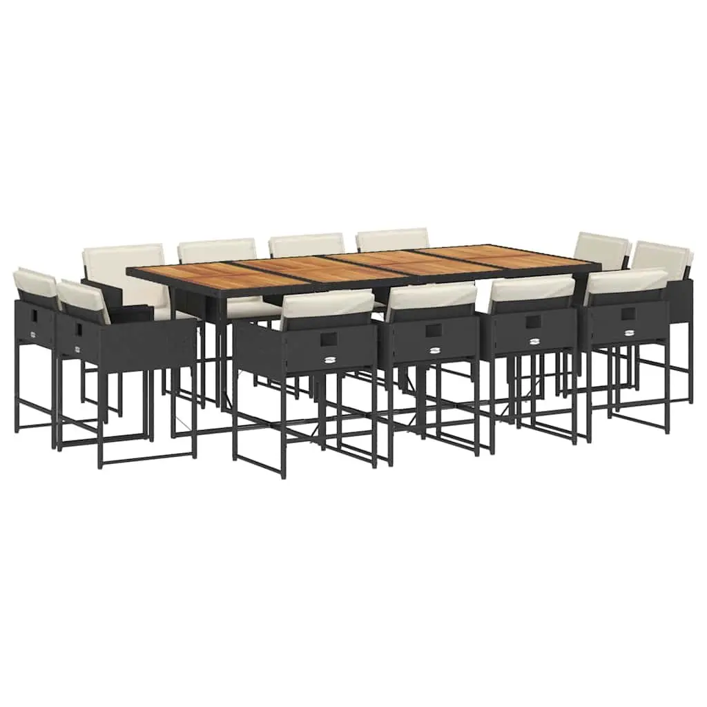 13-Piece Garden Dining Set with Rattan Chairs