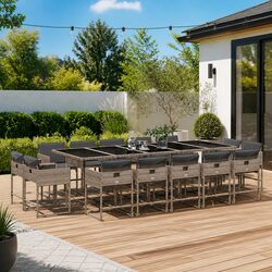 Durable 15 Piece Garden Dining Set with Cushions