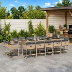Outdoor Dining Set 15 Piece Poly Rattan Furniture