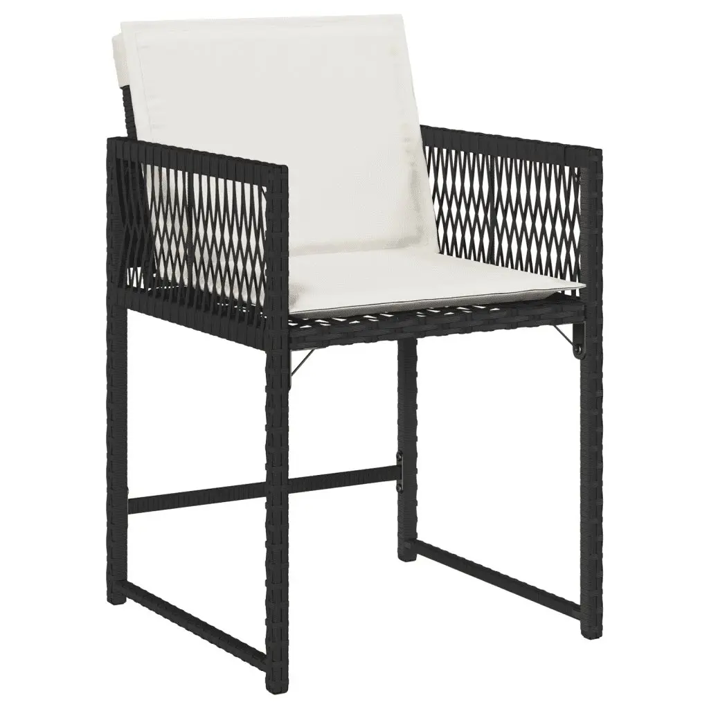 5-Piece Black Poly Rattan Garden Dining Set