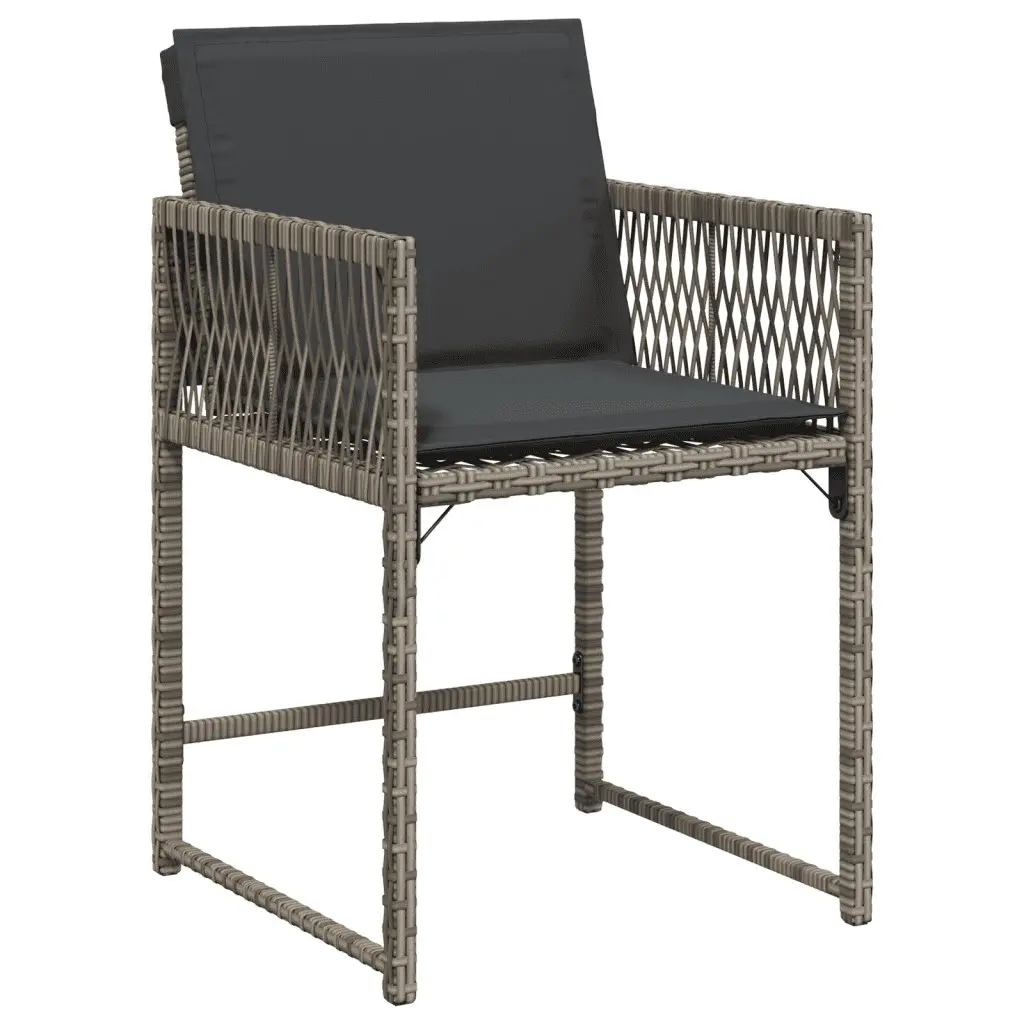 Grey Poly Rattan 5-Piece Outdoor Dining Set with Cushions