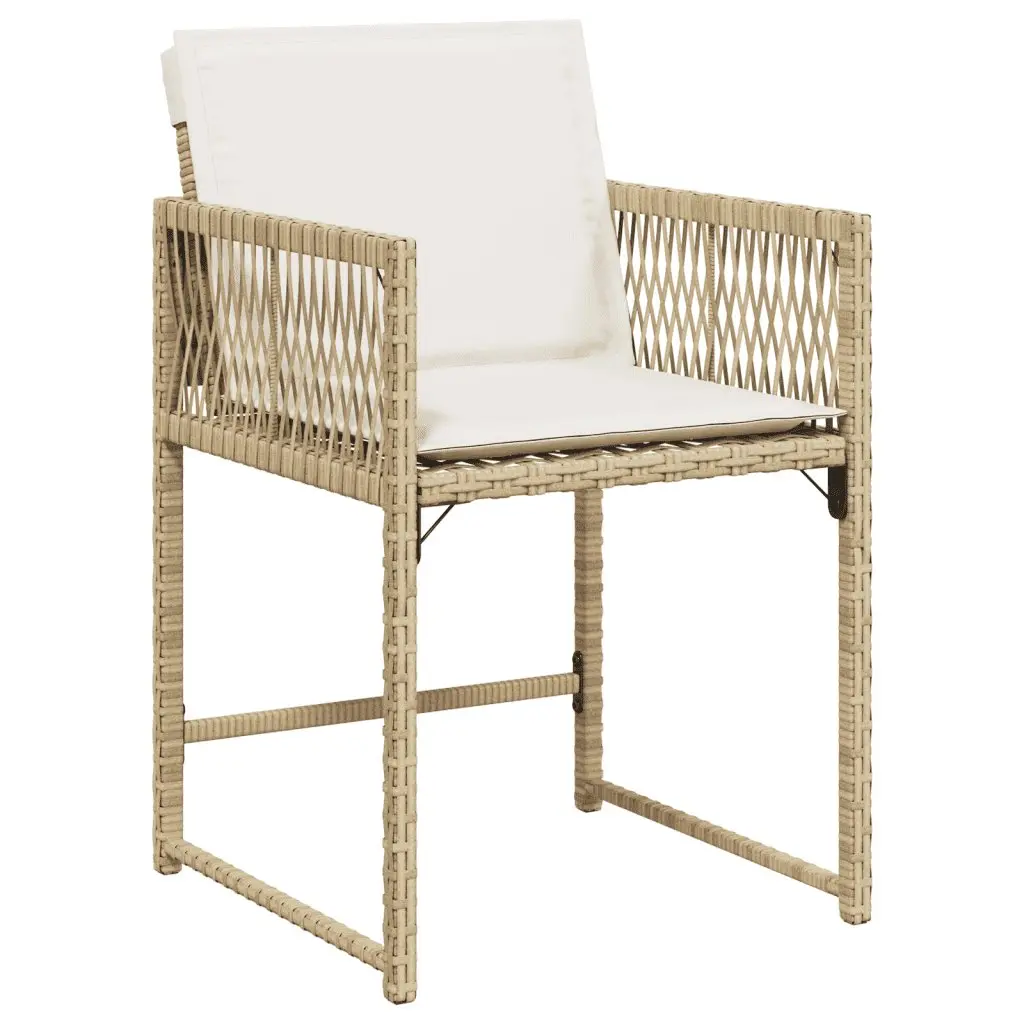 Garden Dining Set PE Rattan 5 Piece Outdoor Furniture Beige Cushions