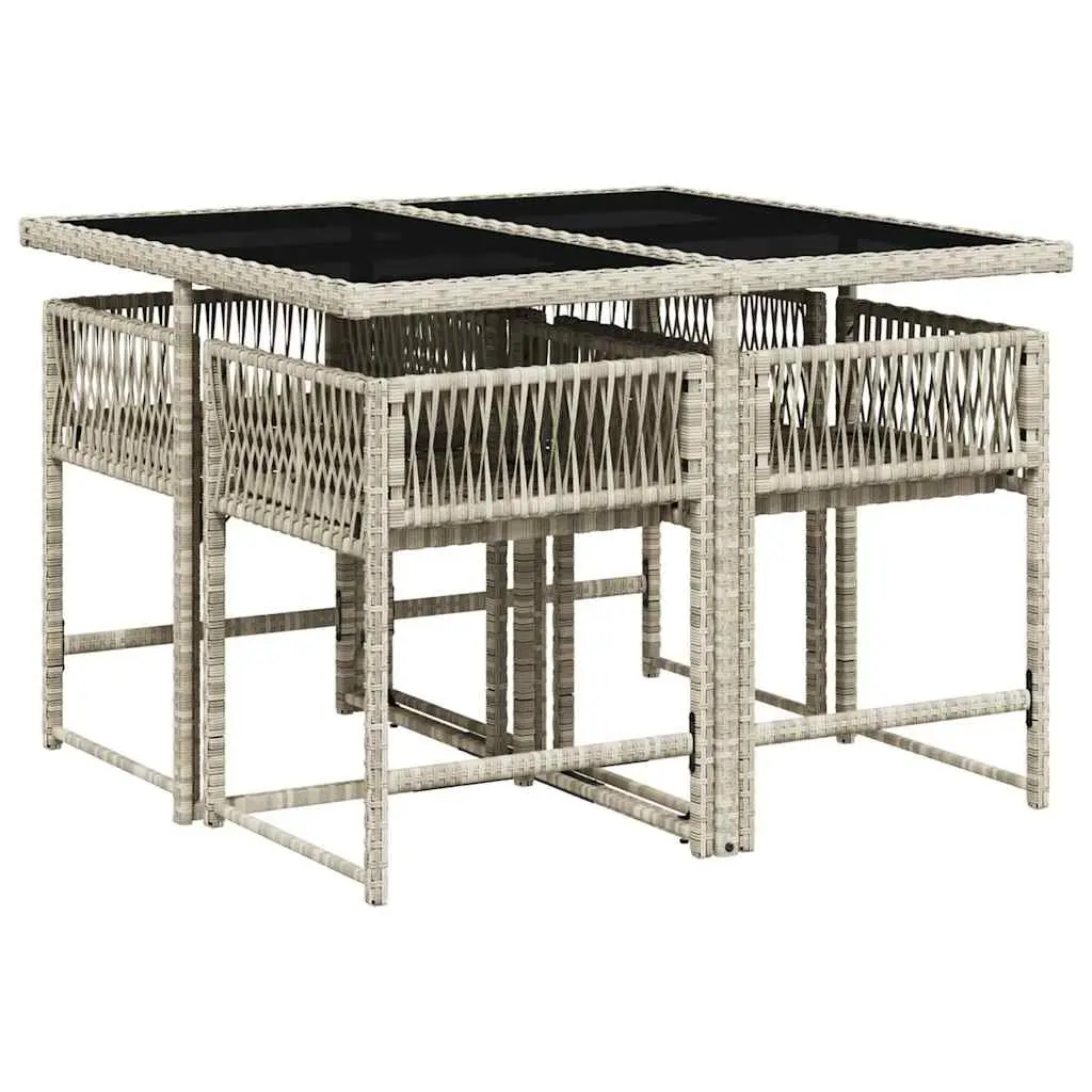 Grey 5 Piece Garden Dining Set with Cushions