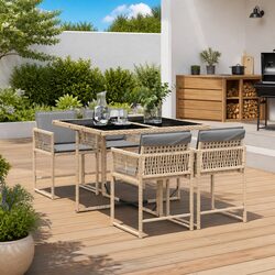 Durable 5 Piece Garden Dining Set with Cushions