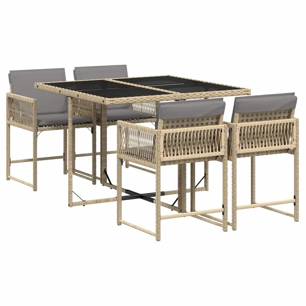 5 Piece Garden Dining Set with Cushions
