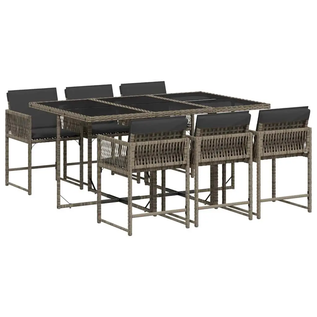 7 Piece Grey Poly Rattan Garden Dining Set